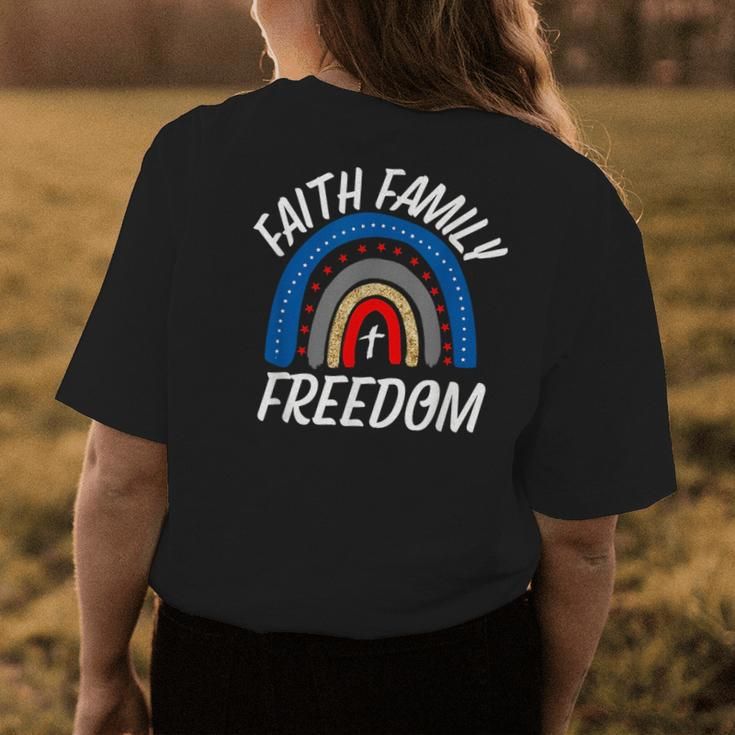 July 4Th Women’S Patriotic Faith Family Freedom American Womens Back Print T-shirt Unique Gifts