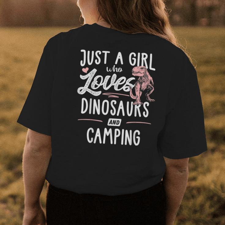 Just A Girl Who Loves Dinosaurs And Camping Dinosaur Womens Back Print T-shirt Unique Gifts
