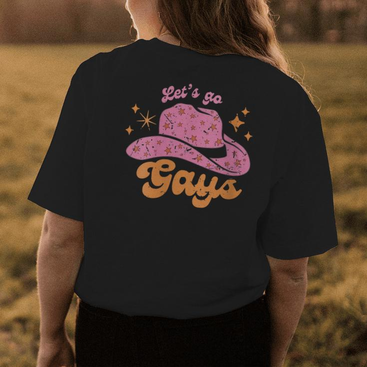 Lets Go Gays Lgbt Pride Cowboy Hat Retro Gay Rights Ally Womens Back Print T-shirt Unique Gifts