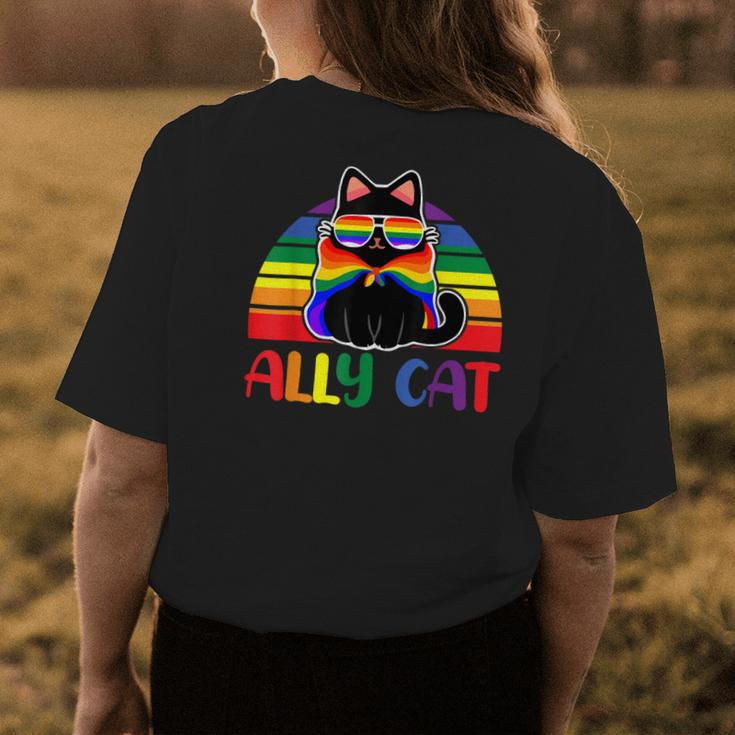 Lgbt Ally Cat Be Kind Gay Rainbow Funny Lgbtq Flag Gay Pride Womens Back Print T-shirt Unique Gifts