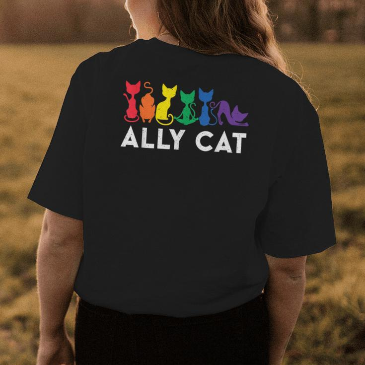 Lgbt Ally Cat Be Kind Gay Rainbow Funny Lgbtq Gifts Womens Back Print T-shirt Unique Gifts