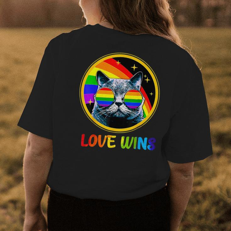 Lgbtq Love Wins Cat Gay Pride Lgbt Ally Rainbow Flag Womens Back Print T-shirt Unique Gifts