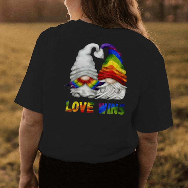 Love Wins - Cute Lgbtq Rainbow Gnomes For Proud Gay Couple Womens Back Print T-shirt Unique Gifts