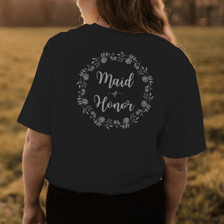 Maid Of Honor Simple Rustic Floral WreathWomens Back Print T-shirt Unique Gifts