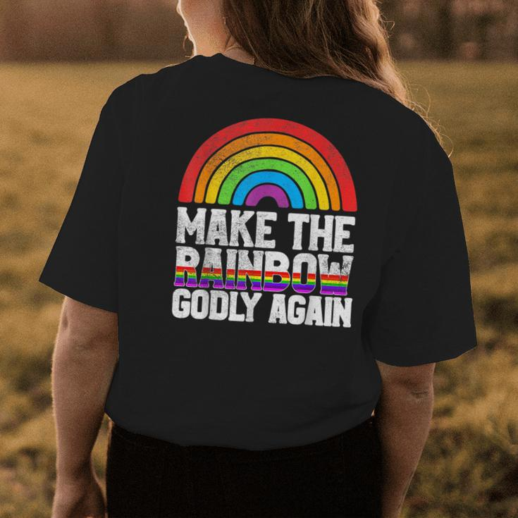 Make The Rainbow Godly Again Lgbt Flag Gay Pride Womens Back Print T-shirt Unique Gifts