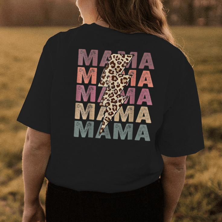 Mama Leopard Funny Mom Lightning Bolt Retro Mothers Day Gifts For Mom Funny Gifts Womens Back Print T-shirt Unique Gifts