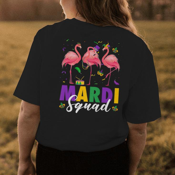 Mardi Squad Jester Flamingo Mardi Gras Fat Tuesday Parade Womens Back Print T-shirt Unique Gifts