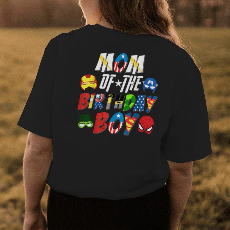 Mom Of The Superhero Birthday Boy Super Hero Family Party Womens Back Print T-shirt Personalized Gifts