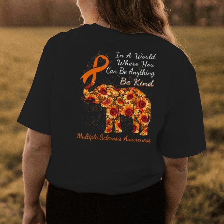 Multiple Sclerosis Awareness Sunflower Elephant Be Kind Womens Back Print T-shirt Unique Gifts