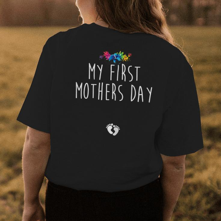 My First Mothers Day Floral Cute Pregnancy Announcement Gift Gift For Womens Womens Back Print T-shirt Unique Gifts