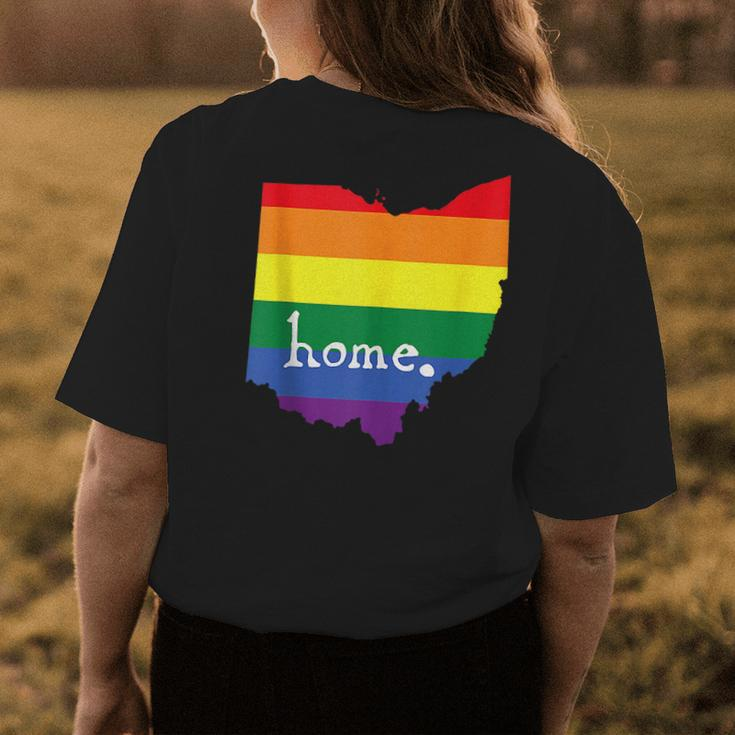 Ohio Gay Pride Lgbt Rainbow Home State Womens Back Print T-shirt Unique Gifts