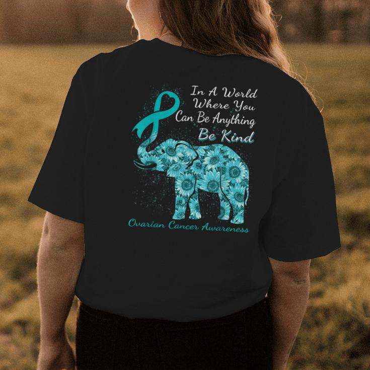 Ovarian Cancer Awareness Sunflower Elephant Be Kind Womens Back Print T-shirt Unique Gifts