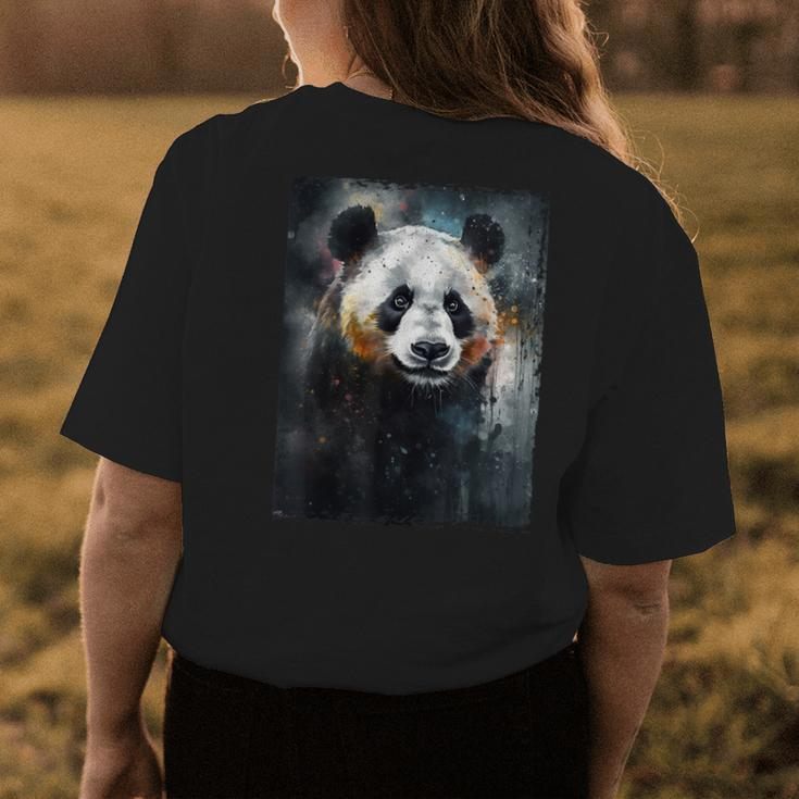 Panda Watercolor Panda Lovers Oil Painting Boys Kids Funny Womens Back Print T-shirt Unique Gifts