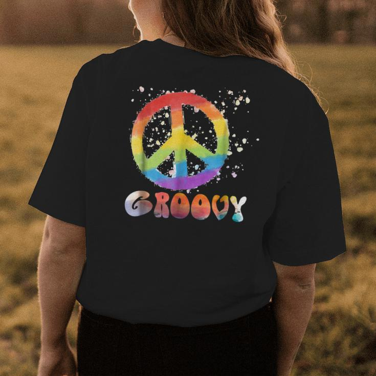 Peace Sign Retro Groovy 60S 70S Hippie Style Gifts Womens Back Print T-shirt Unique Gifts