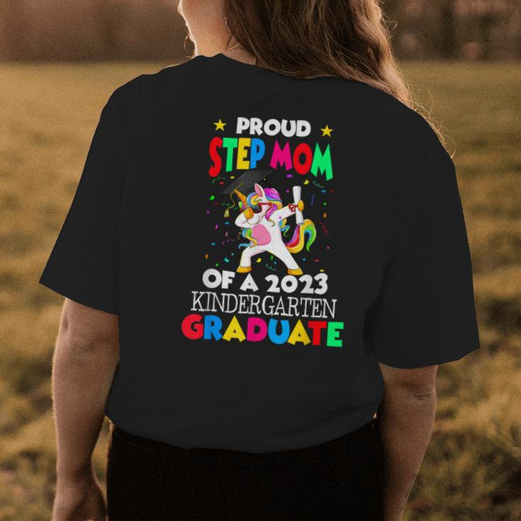 Proud Step Mom Of A 2023 Kindergarten Graduate Unicorn Grad Womens Back Print T-shirt Unique Gifts