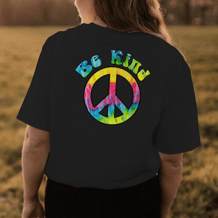 Psychedelic Tie Dye Hippie Be Kind Peace Sign Gift Womens Back Print T-shirt Unique Gifts