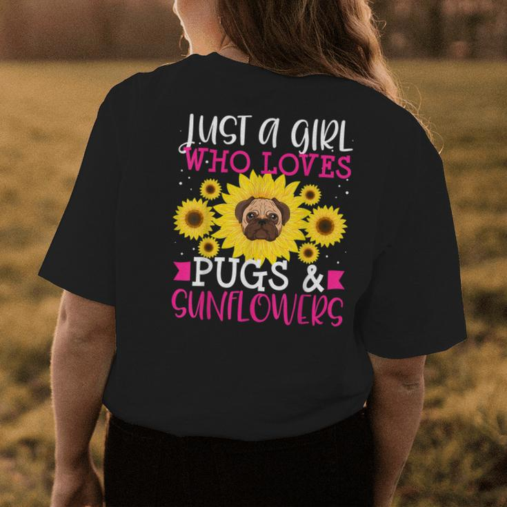 Pug Dog Mom Owner Sunflower Lover Cute Christmas Gift Womens Back Print T-shirt Unique Gifts