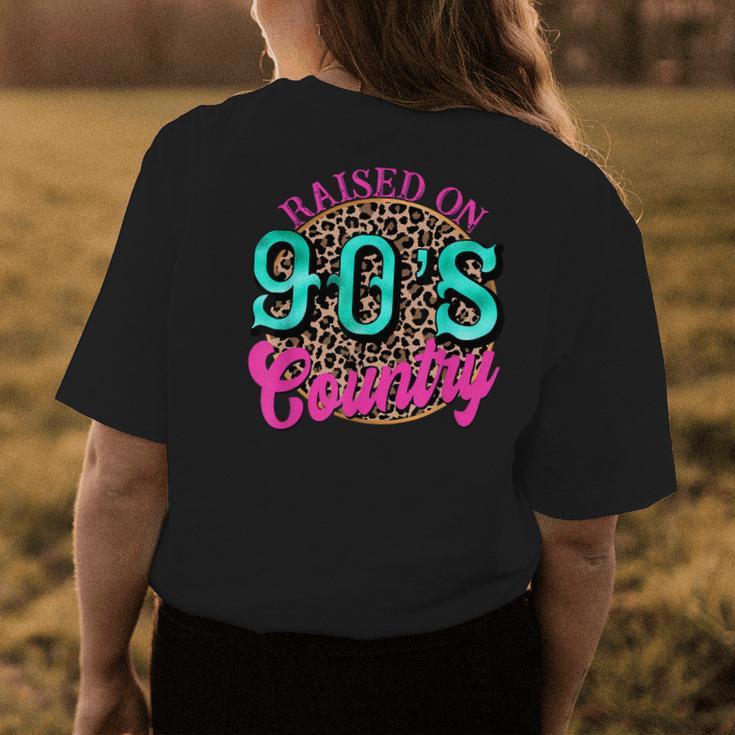 Raised On 90S Country Retro Music Leopard Cow Girl Funny Womens Back Print T-shirt Unique Gifts