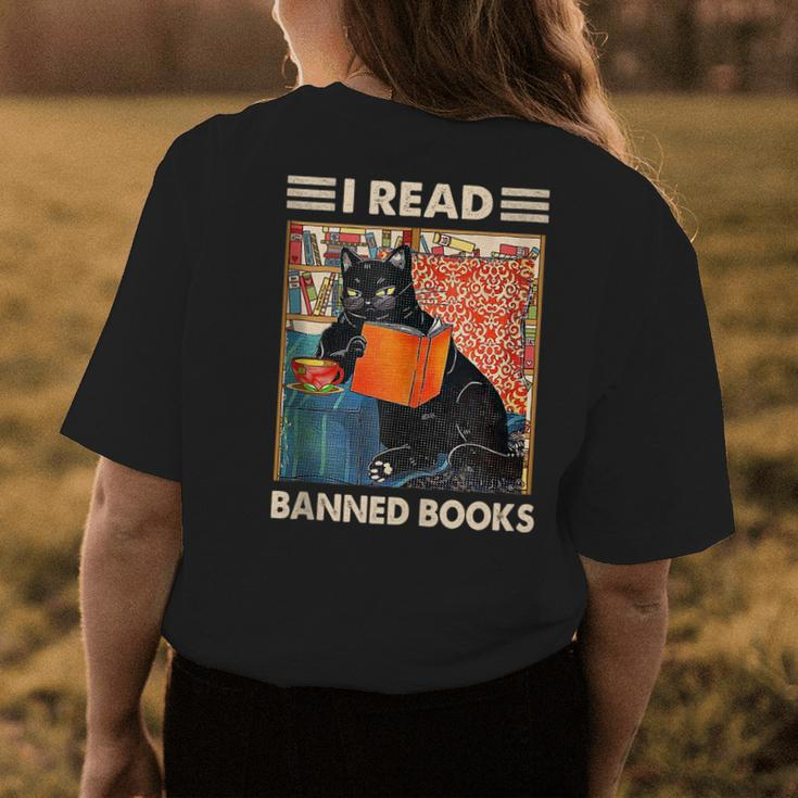 I Read Banned Books Black Cat Reader Bookworm Women Women's T-shirt Back Print Unique Gifts
