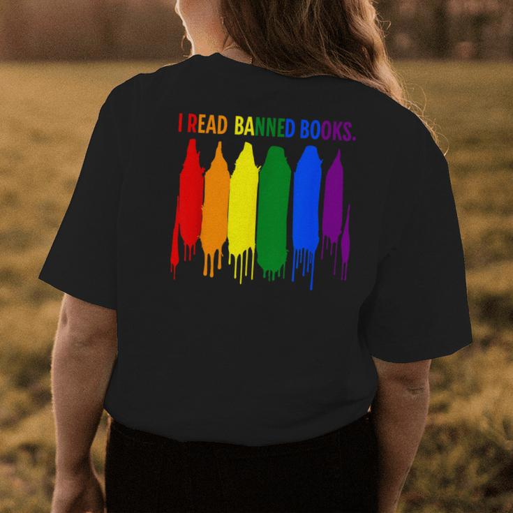I Read Banned Books Week Rainbow Lgbt Book Lover Teacher Women's T-shirt Back Print Unique Gifts