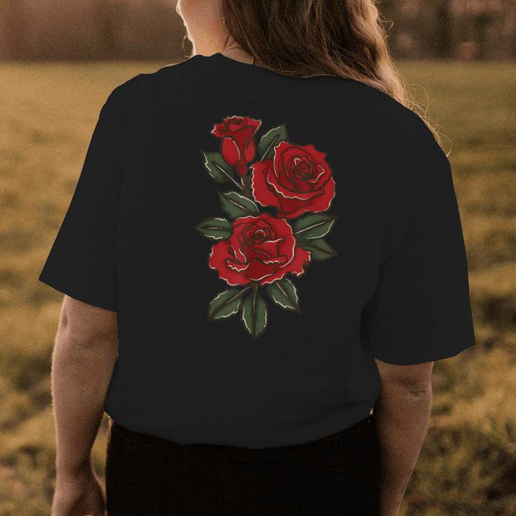 Red Roses I Flower Floral Garden Flowers Horticulture Gift Womens Back Print T-shirt Unique Gifts