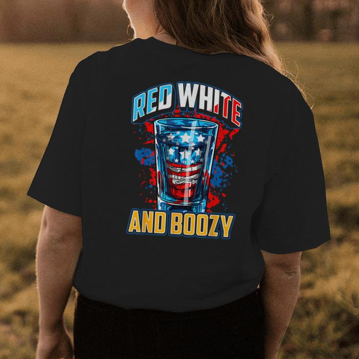 Red White & Boozy Patriotic American Whiskey Drinker Alcohol Womens Back Print T-shirt Unique Gifts