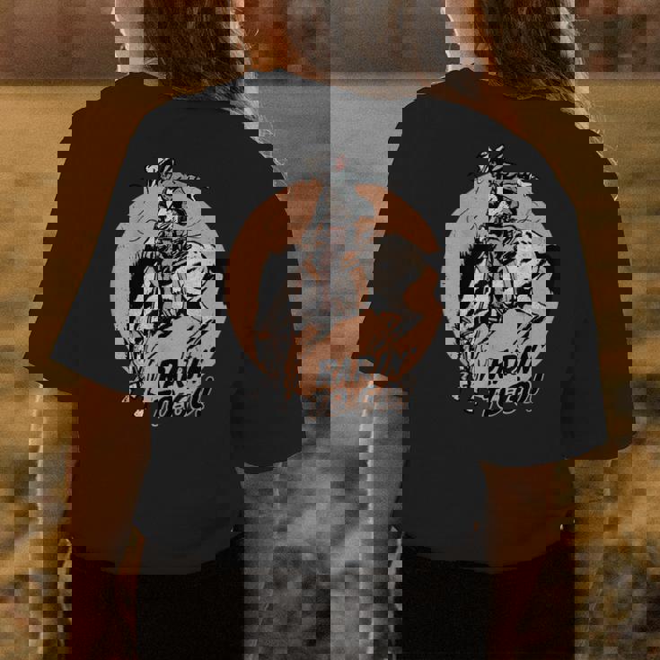 Retro Cowboy Rarin To Go Western Country Cowgirl Horses Womens Back Print T-shirt Unique Gifts
