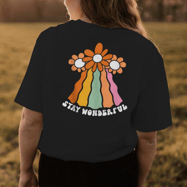 Retro Flower Power Swirl Rainbow 60S 70S Stay Wonderful 70S Vintage Designs Funny Gifts Womens Back Print T-shirt Unique Gifts