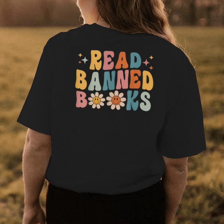Retro Flower Read Banned Book Reading Book Lovers Readers Reading Funny Designs Funny Gifts Womens Back Print T-shirt Unique Gifts