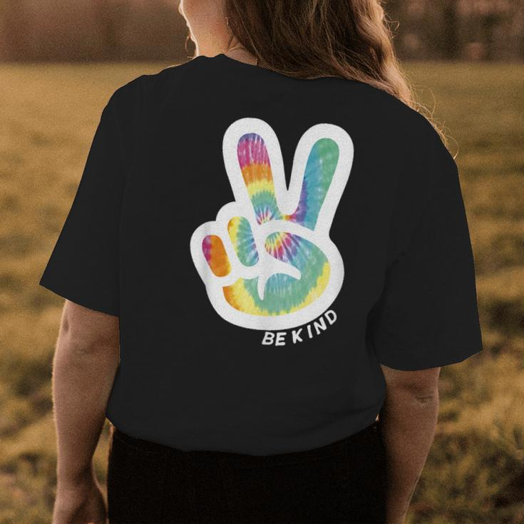 Retro Tie Dye Peace Sign Be Kind Peace Love Kindness Gift Womens Back Print T-shirt Unique Gifts
