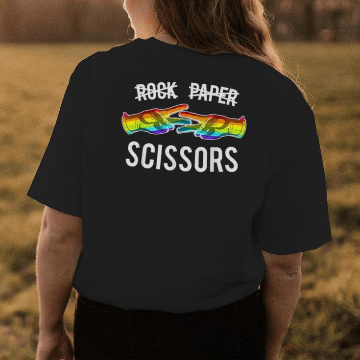 Rock Paper Scissors Gay Lesbian Pride Rainbow Flag Lgbt Ally Womens Back Print T-shirt Funny Gifts