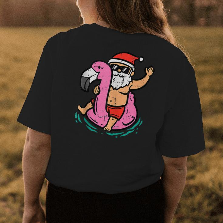 Santa Flamingo Floatie Funny Christmas In July Summer Xmas Womens Back Print T-shirt Unique Gifts