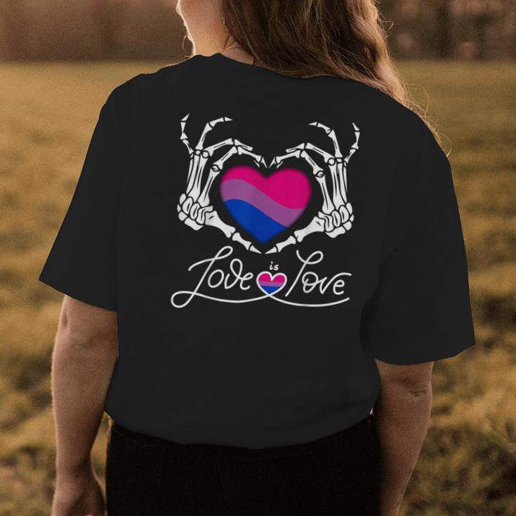 Skeleton Heart Love Is Love Lgbt Bisexual Pride Month Women Womens Back Print T-shirt Unique Gifts