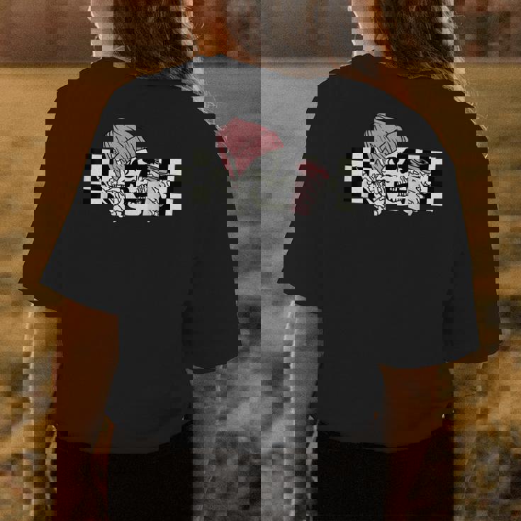 Skeleton Peace Sign Coffee Checkerboard Gifts For Coffee Lovers Funny Gifts Womens Back Print T-shirt Unique Gifts