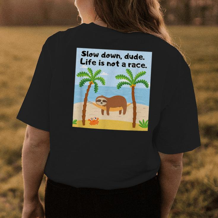 Sloths And Crabs Relaxation At Beach Hammock Womens Back Print T-shirt Unique Gifts