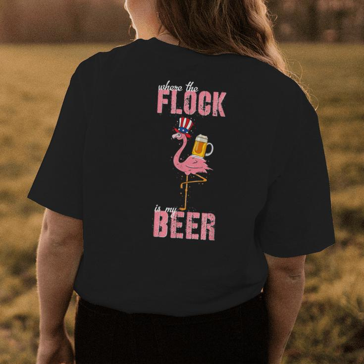 Spring Break 2022 Flamingo Patriotic Hat Beer Patriotic Funny Gifts Womens Back Print T-shirt Unique Gifts