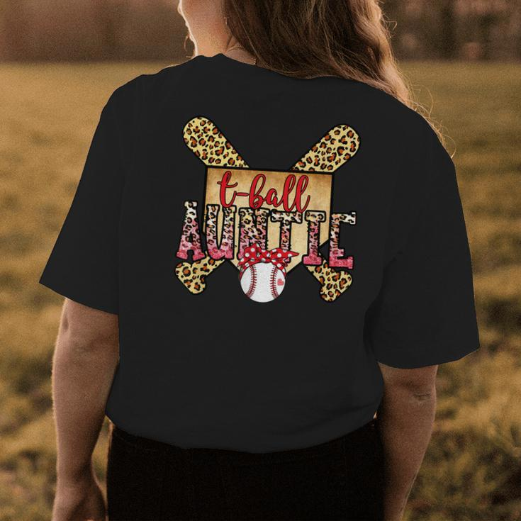 T Ball Auntie Leopard Print Softball Auntie Baseball Mom Womens Back Print T-shirt Unique Gifts