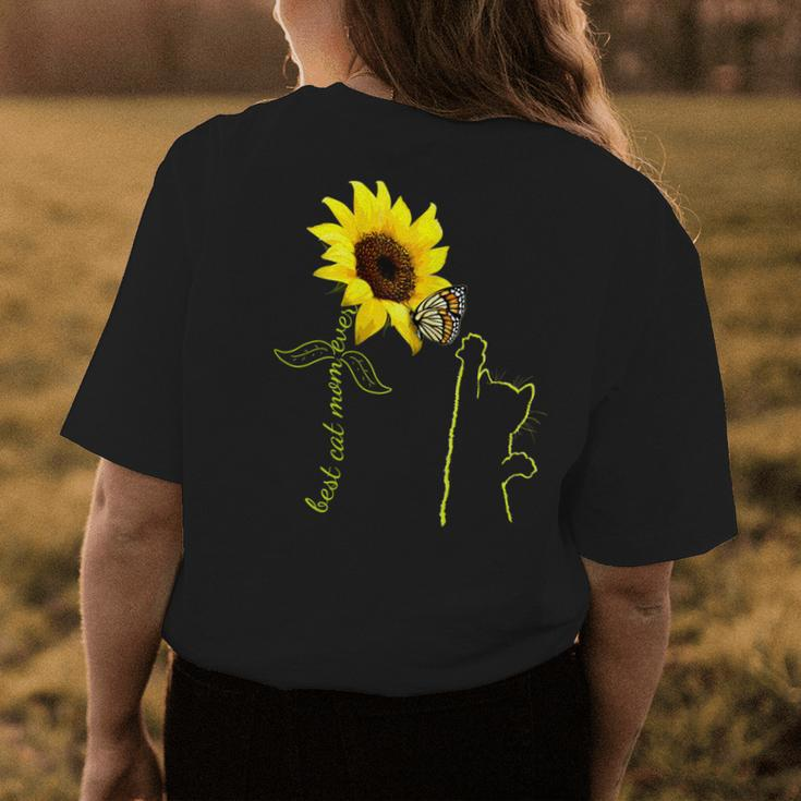 The Best Cat Mom Ever Sunflower Sunshine Kitty For Cat Lover Womens Back Print T-shirt Unique Gifts