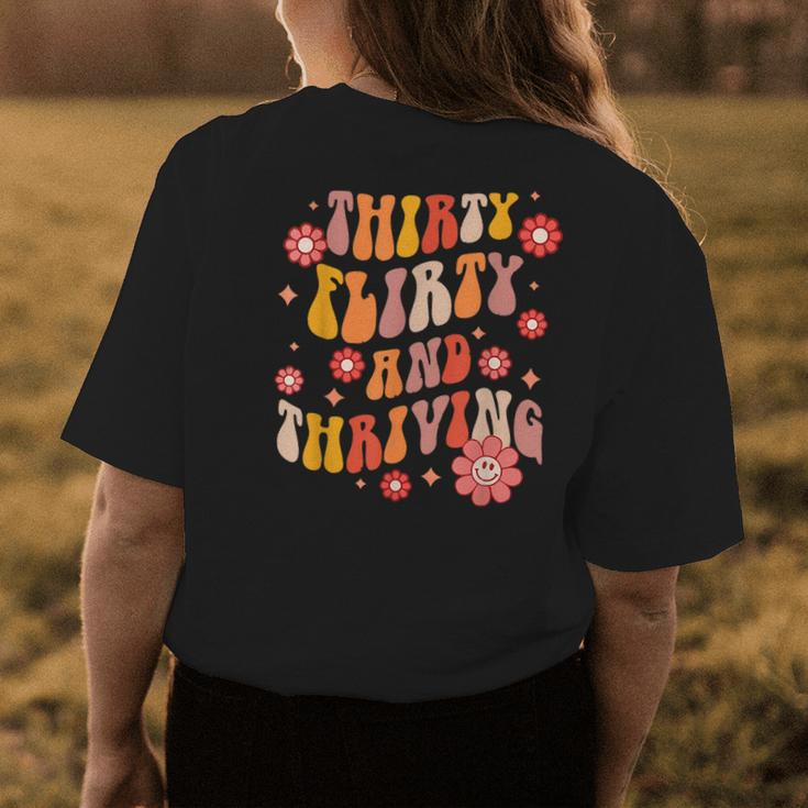 Thirty Flirty And Thriving Groovy Retro 30 Years Womens Back Print T-shirt Unique Gifts