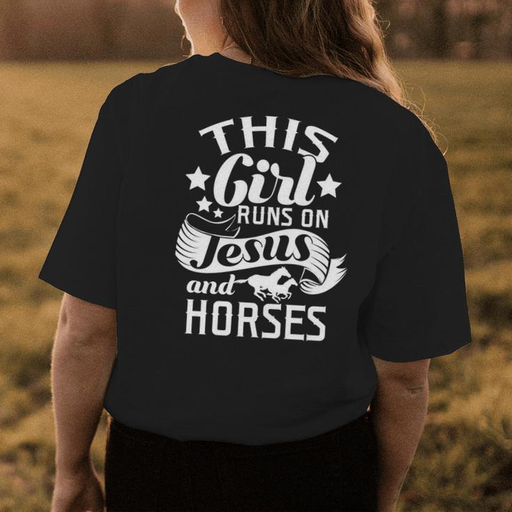 This Girl Runs On Jesus Horses Cowgirl Horse RidingWomens Back Print T-shirt Unique Gifts