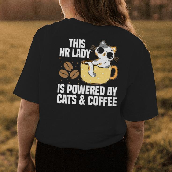 This Lady Is Powered By Cats & Coffee - Expressive Design Womens Back Print T-shirt Unique Gifts