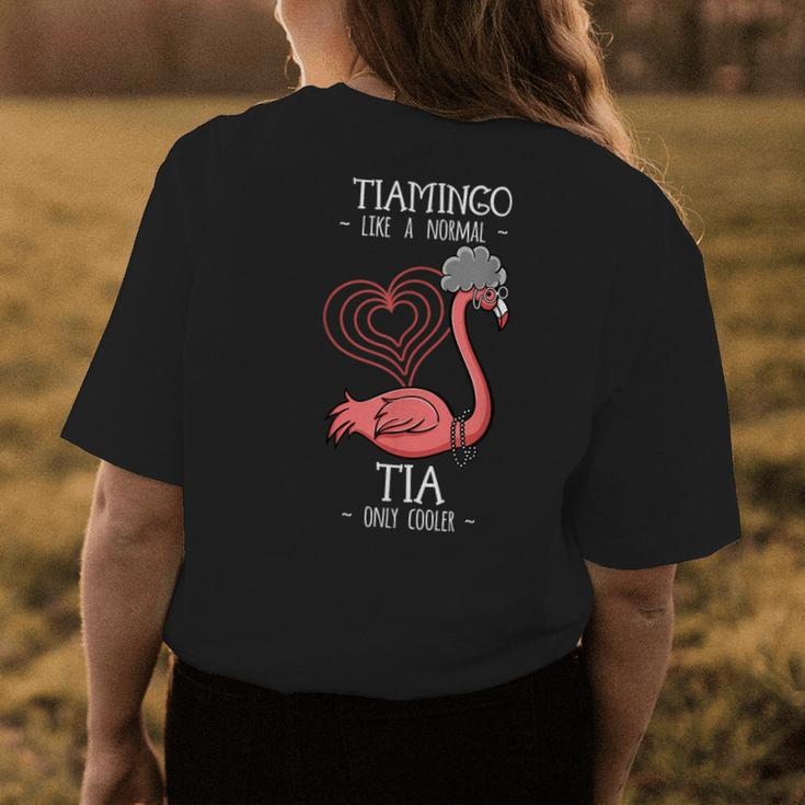 Tiamingo Tia Flamingo Lover Auntie Aunt Fauntie Tita Aunty Flamingo Funny Gifts Womens Back Print T-shirt Unique Gifts
