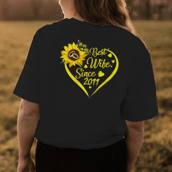 Tu Best Wife Since 2011 10Th Wedding Anniversary Sunflower Gift For Womens Womens Back Print T-shirt Unique Gifts