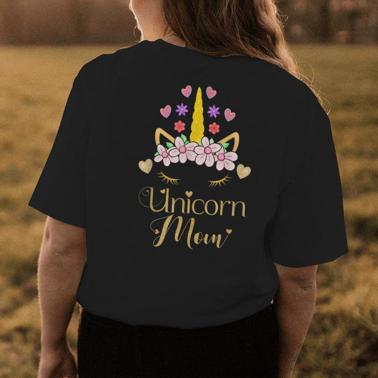 Unicorn Mom Outfit Gift For Her Mother And Daughter Gifts Womens Back Print T-shirt Unique Gifts