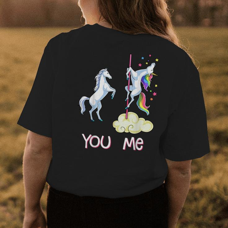Unicorn You Vs Me Funny Unicorns Rainbow Gifts Womens Back Print T-shirt Unique Gifts