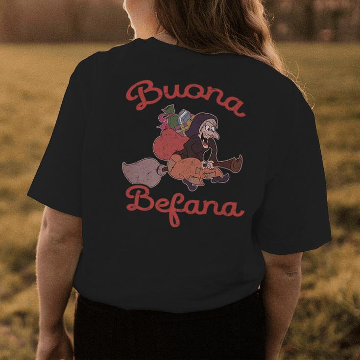 Vintage Buona Befana Italian Christmas Epiphany Womens Back Print T-shirt Unique Gifts