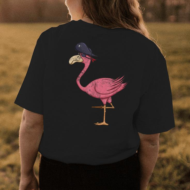 Vintage Pirate Pink Flamingo With Eyepatch Halloween Costume Halloween Funny Gifts Womens Back Print T-shirt Unique Gifts