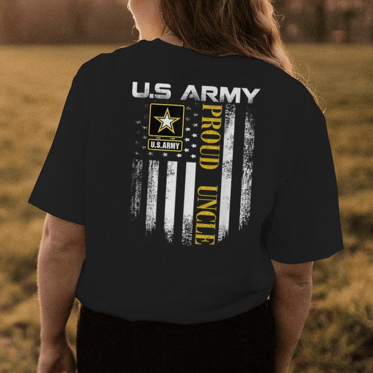 Vintage Us Army Proud Uncle With American Flag Gift Womens Back Print T-shirt Unique Gifts