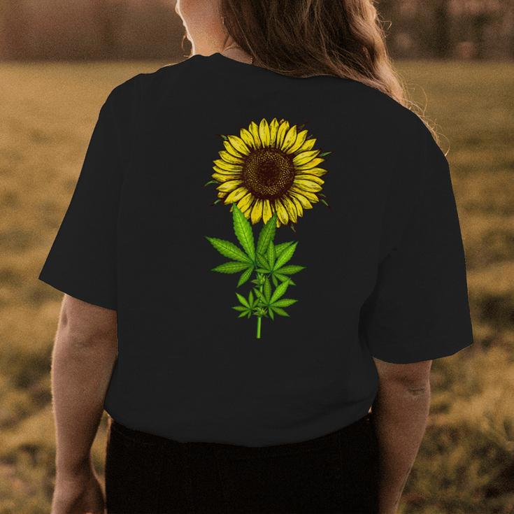 Weed Marijuana Leaf Cannabis Sunflower Funny Girls Mom Mama Womens Back Print T-shirt Funny Gifts
