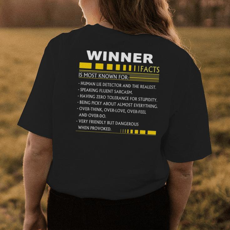 Winner Name Gift Winner Facts Womens Back Print T-shirt Funny Gifts